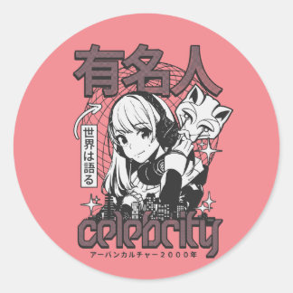 anime_celebrity_girl_japanese_cyber classic round sticker