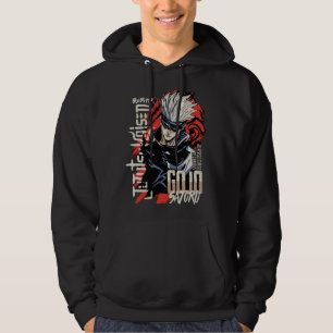 Anime character printed men's hoodie black