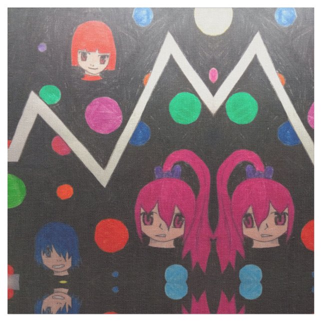 Anime Characters Bright Design Fabric (Close Up)