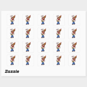Anime Chibi Cat Girl Brain Not Working Cupcake Square Sticker