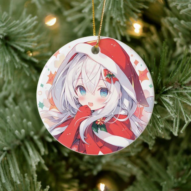 Anime Christmas Ornament, Anime Christmas Gift Ceramic Ornament (Tree)