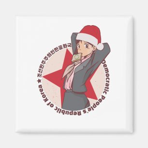 Anime Christmas Sweater- Cute Korean Girl Santa Ha Magnet