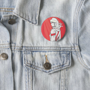 Anime Christmas Sweater- Girl with Santa Hat 6 Cm Round Badge