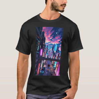 Anime Cityscape: Futuristic Urban Art Collection T-Shirt
