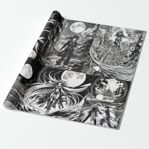 Anime Colouring Book Wrapping Paper