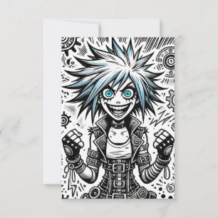 anime comic cheerful art original blu_eyes black_a invitation