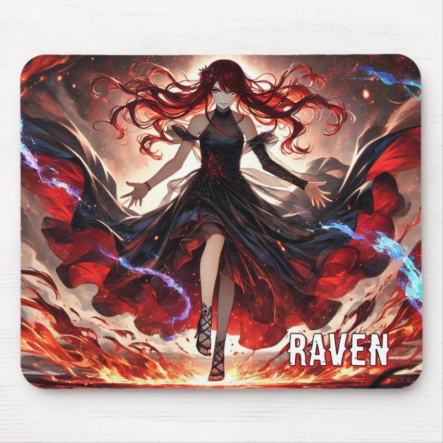 Anime Command the Flames, Embrace the Storm Custom Mouse Pad (Front)