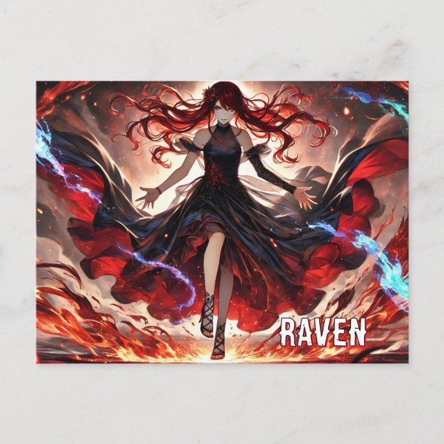 Anime Command the Flames, Embrace the Storm Custom Postcard (Front)