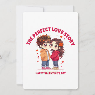 Anime Couple "Perfect Love Story" Valentine's Day Holiday Card
