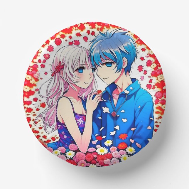 Anime Couple Unique Wedding Paper Plate (Front)