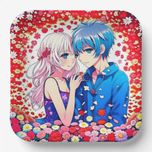 Anime Couple Unique Wedding Paper Plate
