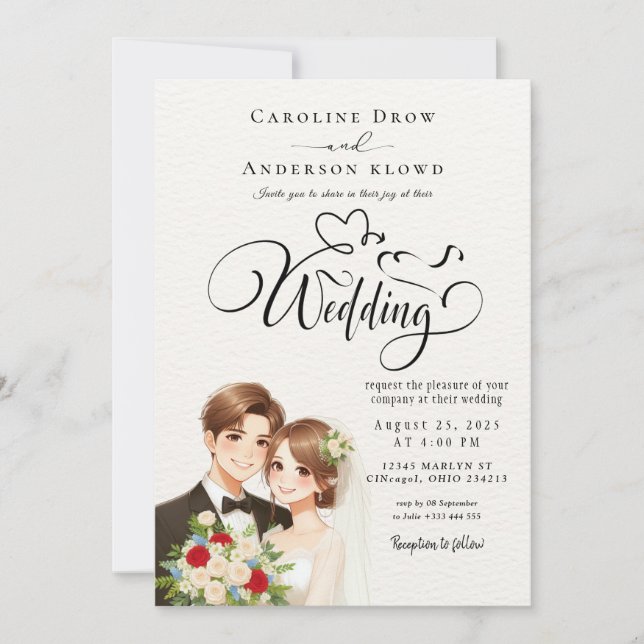 Anime Couple Wedding Invitation (Front)