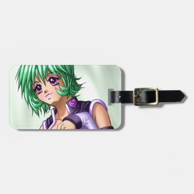 Anime Cover up Girl Luggage Tag (Front Horizontal)