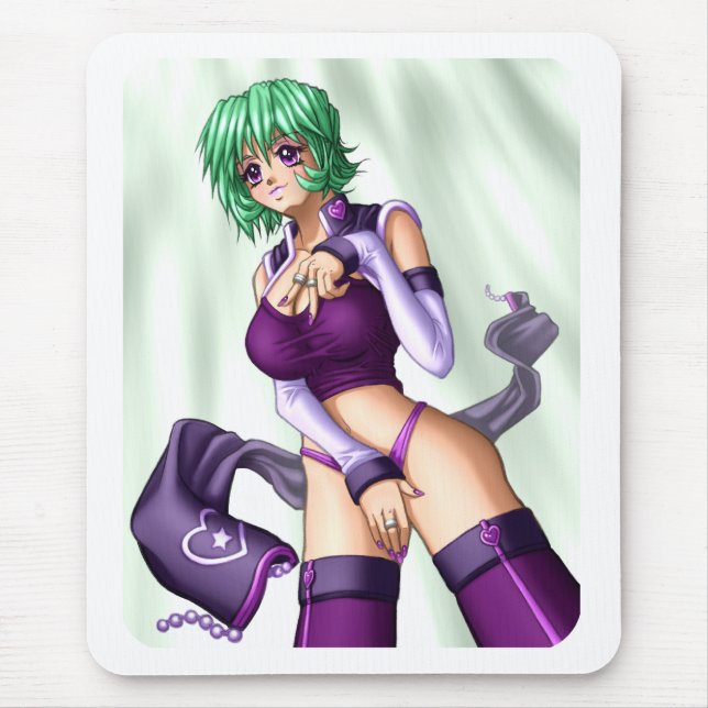 Anime Cover up Girl Mouse Pad (Front)