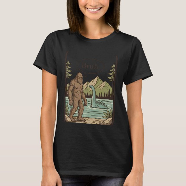 Anime Cryptid Bruh. Retro Sasquatch & Nessie, Otak T-Shirt (Front)