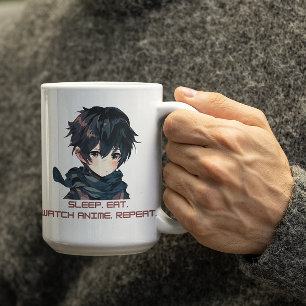 Anime cute Boy saying Anime Eat Sleep Repeat Coffee Mug