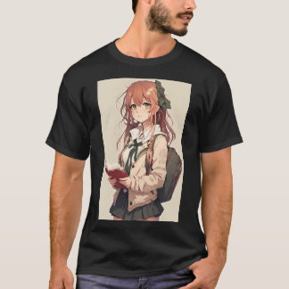 Anime Cute Girl Student in sexy outfit shirt