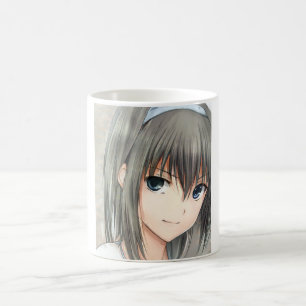 Anime dark-haired girl grey eyes Coffee Mug