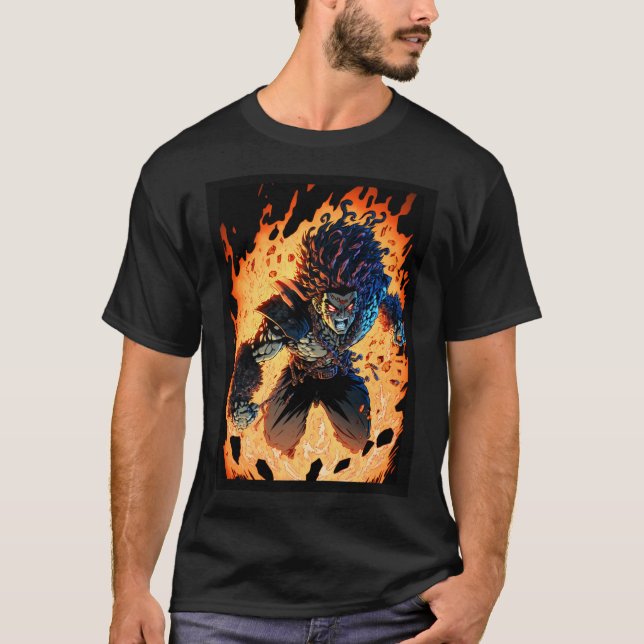 Anime Demon Lord From Hell Enraged In Fire T-Shirt (Front)