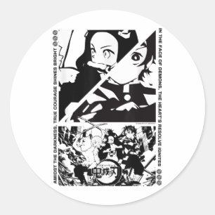 Anime Demon Slayer Characters Dynamic Scene _1  Classic Round Sticker