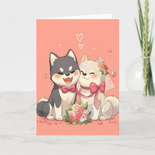 Anime Dogs Cute Wedding Holiday Card