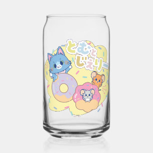 Anime Doughnut Delights with Tom, Jerry, and Tuffy Can Glass