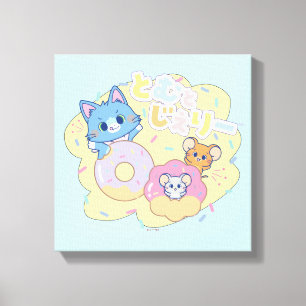 Anime Doughnut Delights with Tom, Jerry, and Tuffy Canvas Print
