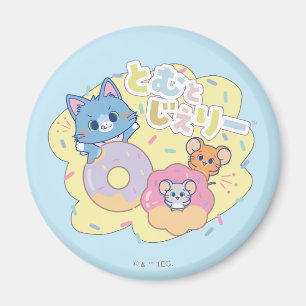 Anime Doughnut Delights with Tom, Jerry, and Tuffy Magnet
