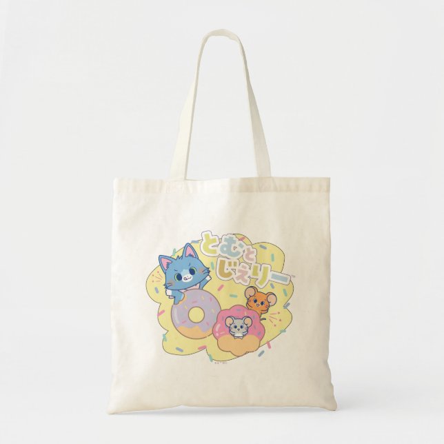Anime Doughnut Delights with Tom, Jerry, and Tuffy Tote Bag (Front)