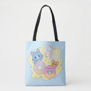 Anime Doughnut Delights with Tom, Jerry, and Tuffy Tote Bag
