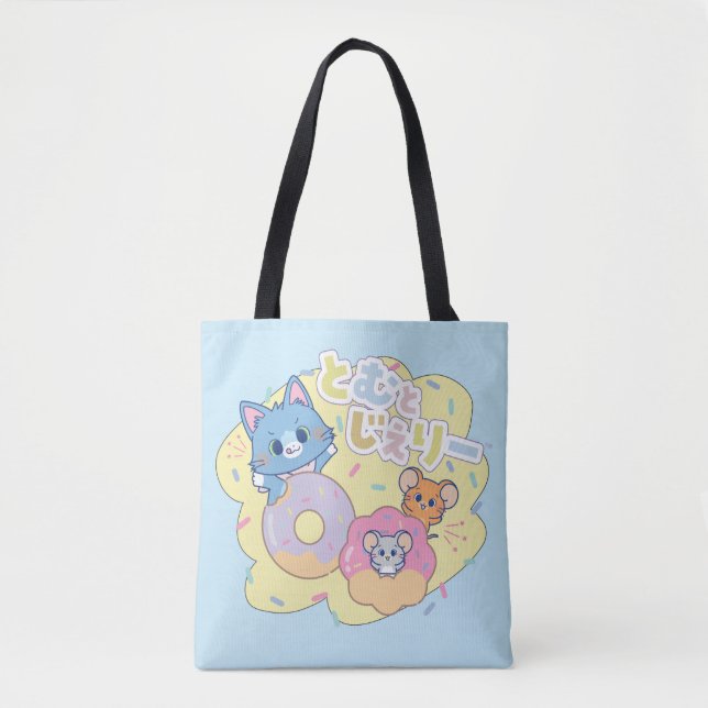 Anime Doughnut Delights with Tom, Jerry, and Tuffy Tote Bag (Front)