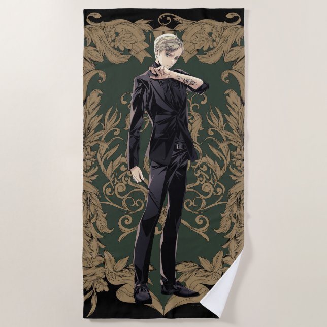 Anime Draco Malfoy Ornate Frame Beach Towel (Front)