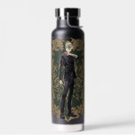 Anime Draco Malfoy Ornate Frame Water Bottle<br><div class="desc">This anime-style graphic exquisitely captures Draco Malfoy, a complex character from the Harry Potter series, in a moment of contemplative elegance. Set against a dark green background adorned with ornate golden floral patterns, Draco stands poised and confident. His platinum blonde hair and sharp gaze convey his aristocratic bearing and inner...</div>
