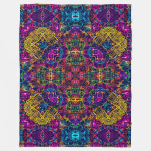 Anime Electric Neon Robot Satin Mandala Fleece Blanket