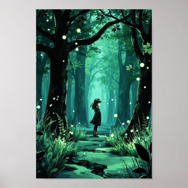 Anime Enchanted Forest Spirit Wall Art (Front)