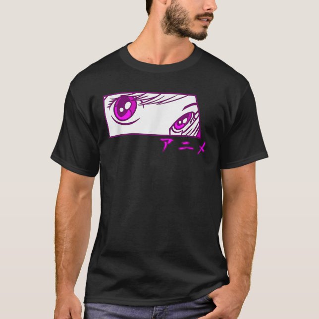Anime Eyes Anime In Japanese Characters For Girls T-Shirt (Front)