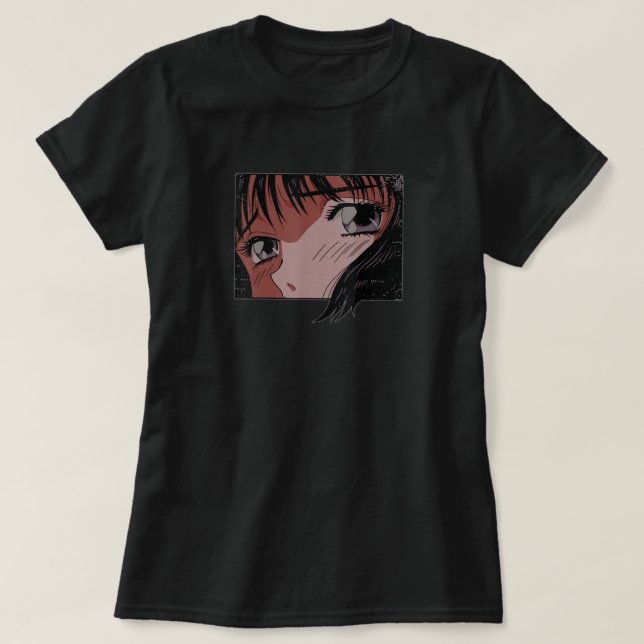 Anime Eyes Girl Japan Indie Aesthetic Japanese T-Shirt (Design Front)