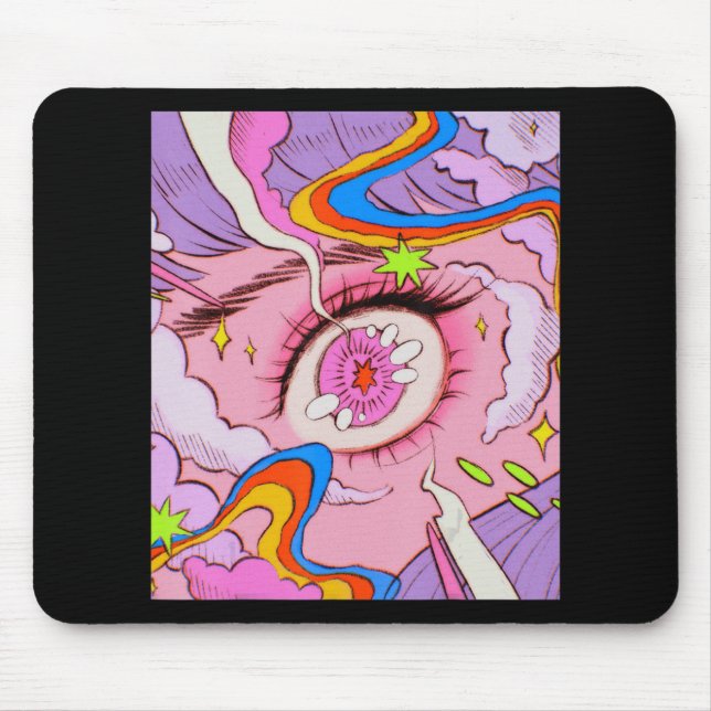 Anime Eyes Pastel Kawaii Egirl Aesthetic Japanese  Mouse Pad (Front)