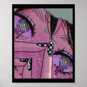 Anime Eyes Pastel Kawaii Girl Aesthetic Japanese O Poster