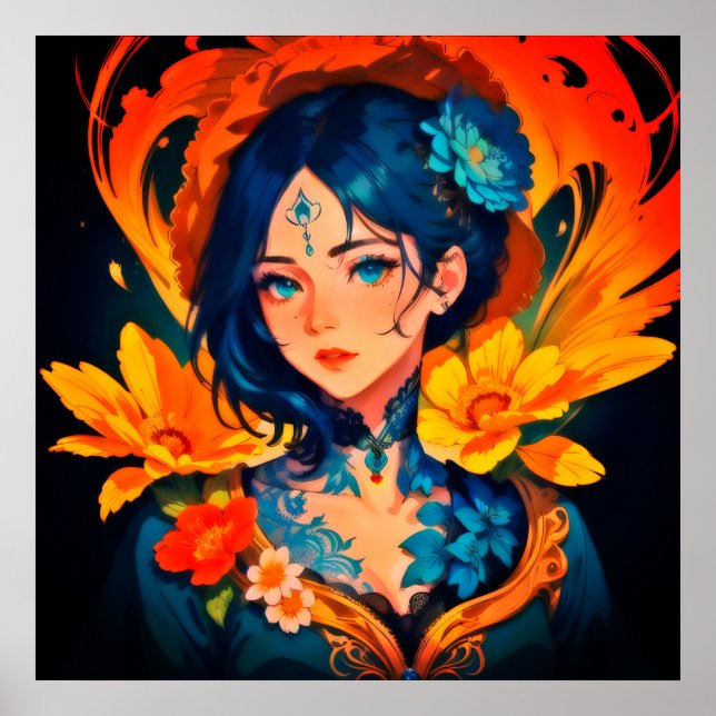 Anime Flower Queen Poster (Front)