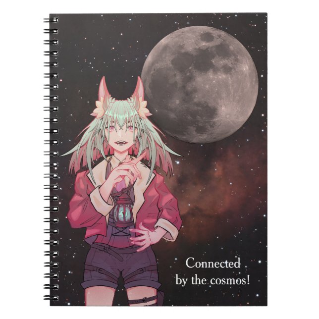 Anime, full moon, Nebula  Notebook (Front)