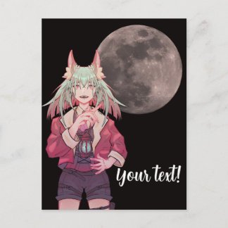 Anime, full moon postcard