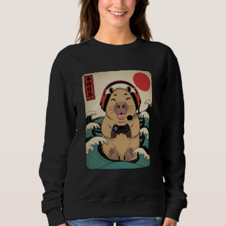 Anime Gamer Capybara Japanese Art Gaming Gifts Men Sweatshirt