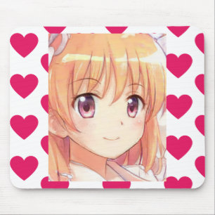 Anime ginger-haired girl plum eyes mouse pad