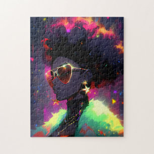 Anime Girl African American Art Jigsaw Puzzle