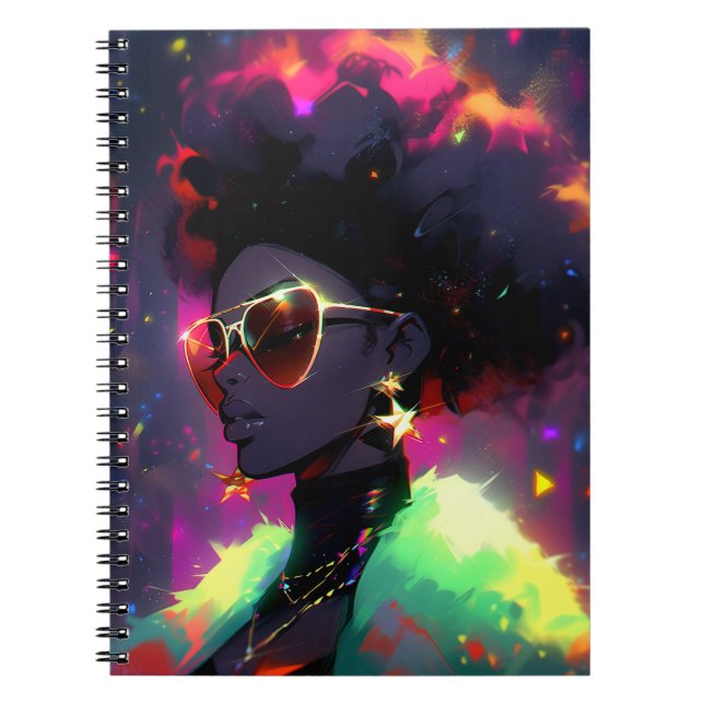 Anime Girl African American Art Notebook (Front)
