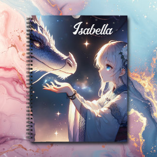Anime Girl and Her Dragon Mystical Personalised Notebook