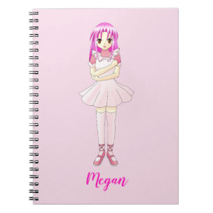 Anime Girl Ballet Personalised Notebook Pink