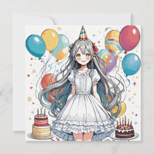 Anime girl Birthday C Invitation