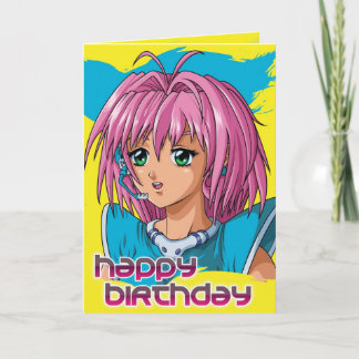 Anime Girl Birthday Card